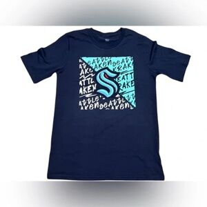 NHL Seattle Kraken Youth Navy Blue Graphic T-Shirt Kids Size L 14/16